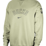 Nike Standard Issue 2024-25 Olive Milwaukee Bucks Crewneck Sweatshirt-front