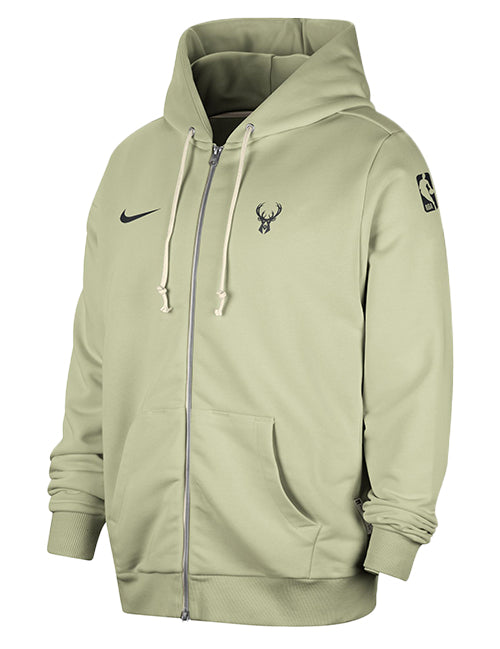 Nike Standard Issue 24 Olive Milwaukee Bucks Full Zip Hooded Sweatshirt-front