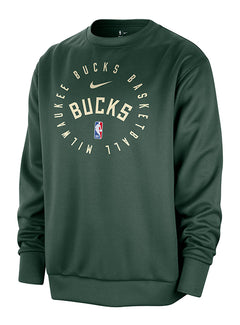 Nike On-Court Spotlight 2024-25 Fir Milwaukee Bucks Crewneck Sweatshirt-front