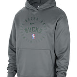 Nike On-Court Spotlight 2024-25 Grey Milwaukee Bucks Hooded Sweatshirt