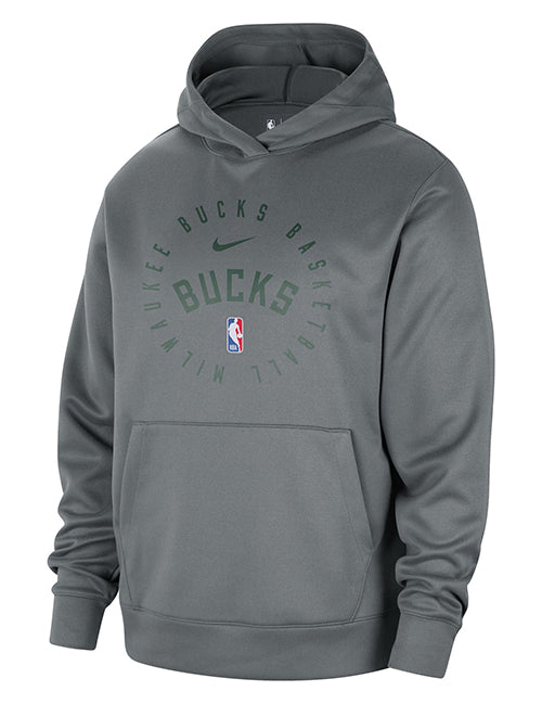 Nike On-Court Spotlight 2024-25 Grey Milwaukee Bucks Hooded Sweatshirt