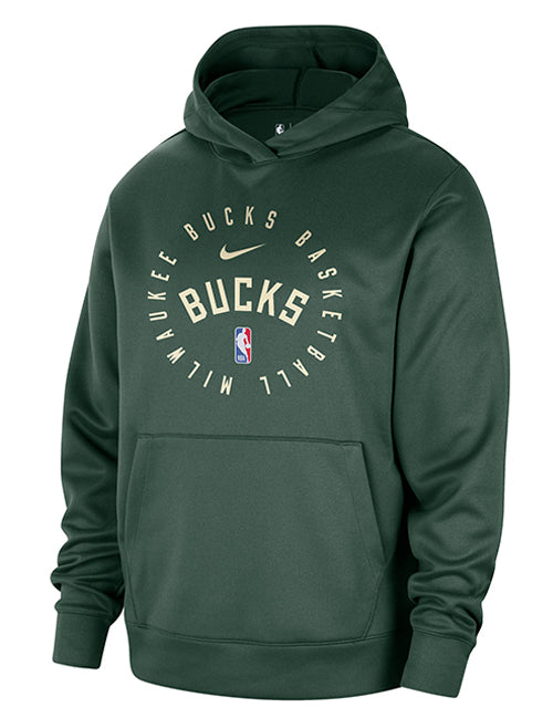 Nike On-Court Spotlight 2024-25 Fir Milwaukee Bucks Hooded Sweatshirt-front