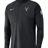 Nike On-Court 2024-25 Black Milwaukee Bucks 1/2-Zip Pullover-front