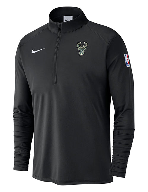 Nike On-Court 2024-25 Black Milwaukee Bucks 1/2-Zip Pullover-front