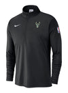 Nike On-Court 2024-25 Black Milwaukee Bucks 1/2-Zip Pullover-front