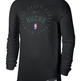 Nike On-Court Legend Practice Black Milwaukee Bucks Long Sleeve T-Shirt-front