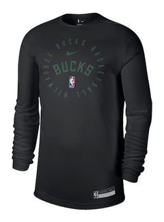 Nike On-Court Legend Practice Black Milwaukee Bucks Long Sleeve T-Shirt-front