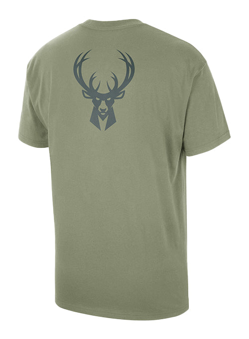 Jordan Courtside Statement Olive Milwaukee Bucks T-Shirt-back