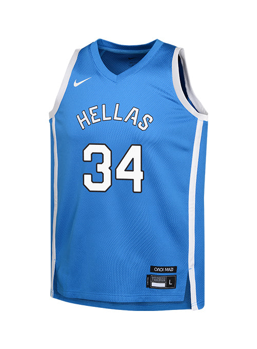 Youth Nike Giannis Antetokounmpo 2024 Greece Olympic Swingman Jersey-front 