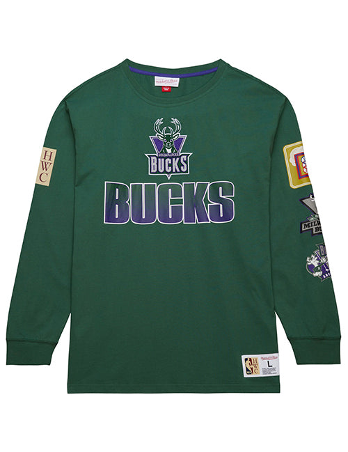 Mitchell & Ness HWC '93 All Over Vintage Milwaukee Bucks Long Sleeve T-Shir-front