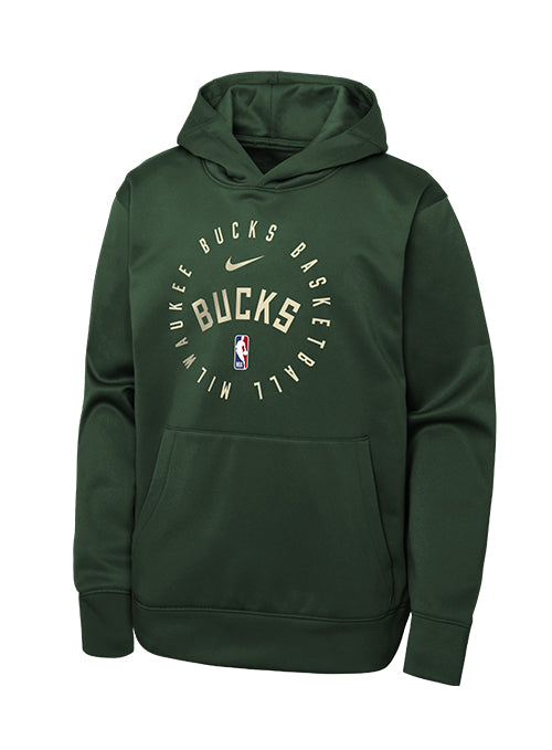 Nike On-Court 2024-25 Spotlight Practice Milwaukee Bucks Kapuzenpullover für Jugendliche