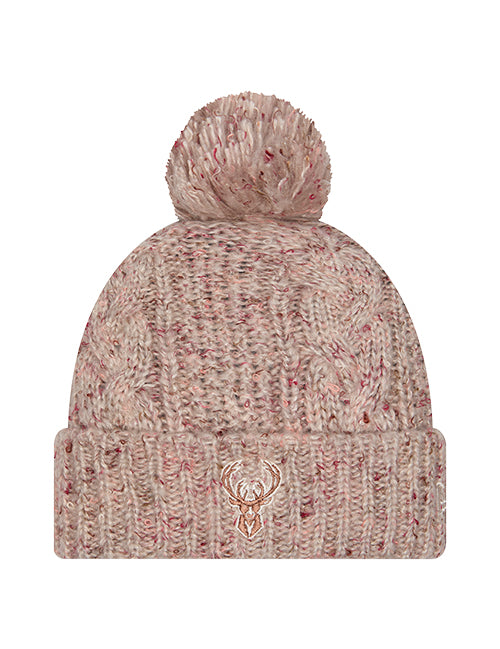 Women's New Era Trendy Pom Milwaukee Bucks Knit Hat-front