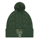 Women's New Era Cabled Pom Milwaukee Bucks Knit Hat-front