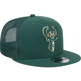 New Era 9Fifty Icon Logo Green Milwaukee Bucks Trucker Snapback Hat-angled right