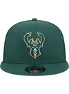 New Era 9Fifty Icon Logo Green Milwaukee Bucks Trucker Snapback Hat-front