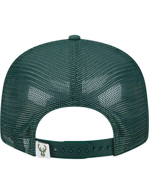 New Era 9Fifty Icon Logo Green Milwaukee Bucks Trucker Snapback Hat-back