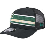 New Era 9Seventy Leather Black Milwaukee Bucks Trucker Snapback Hat-angled left