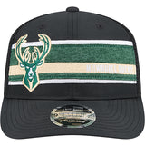 New Era 9Seventy Leather Black Milwaukee Bucks Trucker Snapback Hat-front