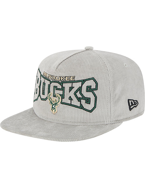 New Era Golfer Cord Milwaukee Bucks Snapback Hat-angled left