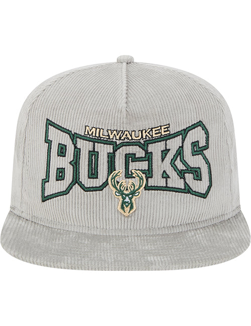 New Era Golfer Cord Milwaukee Bucks Snapback Hat-front