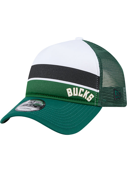New Era 9Forty Colorblock Milwaukee Bucks Trucker Adjustable Hat--angled right