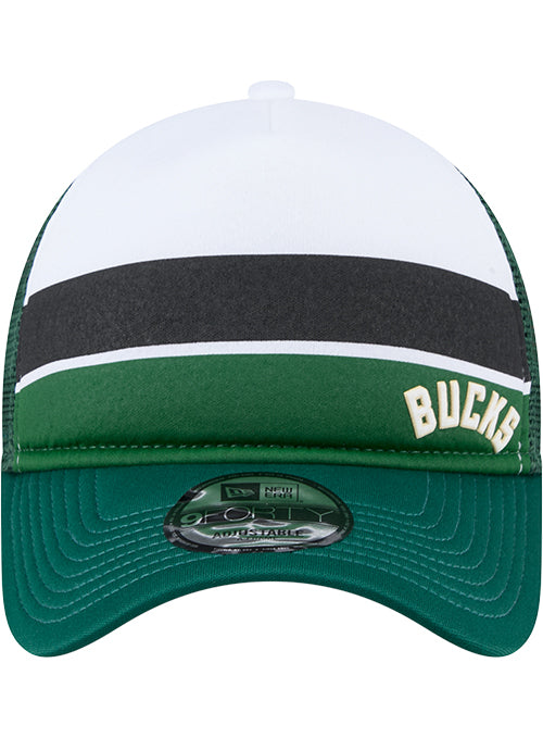 New Era 9Forty Colorblock Milwaukee Bucks Trucker Adjustable Hat-front