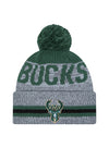 New Era Cuff Pom Runner Stripe Logo Milwaukee Bucks Knit Hat-front