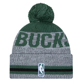 New Era Cuff Pom Runner Stripe Logo Milwaukee Bucks Knit Hat-back