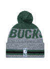 New Era Cuff Pom Runner Stripe Logo Milwaukee Bucks Knit Hat-back