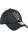 New Era 39Thirty Tech Black Milwaukee Bucks Flex Fit Hat-angled right