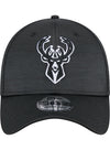 New Era 39Thirty Tech Black Milwaukee Bucks Flex Fit Hat-front