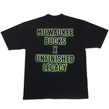 Bucks In Six x Unfinished Legacy Dynamic Fusion Black Milwaukee Bucks T-Shirt-flat back 