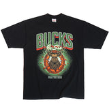 Bucks In Six x Unfinished Legacy Dynamic Fusion Black Milwaukee Bucks T-Shirt-flat front 