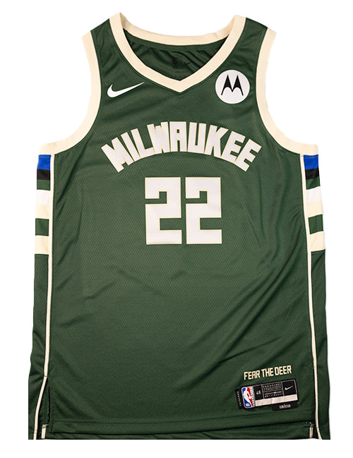 Signed Nike Icon Edition Khris Middleton Milwaukee Bucks Swingman Jersey-front