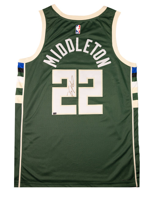 Signed Nike Icon Edition Khris Middleton Milwaukee Bucks Swingman Jersey-back