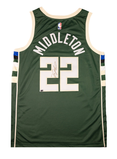 Signed Nike Icon Edition Khris Middleton Milwaukee Bucks Swingman Jersey-back