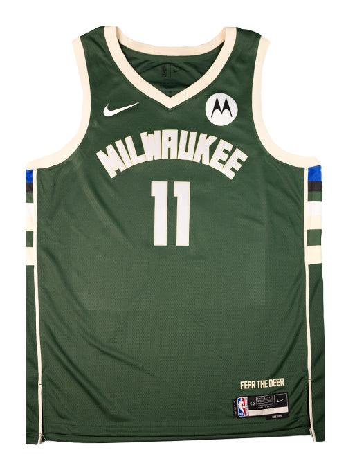 Signed Nike Icon Edition Brook Lopez Milwaukee Bucks Swingman Jersey-front