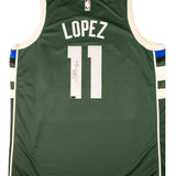 Signed Nike Icon Edition Brook Lopez Milwaukee Bucks Swingman Jersey-back