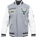 Pro Standard Area Code Milwaukee Bucks Wool Varsity Jacket-front