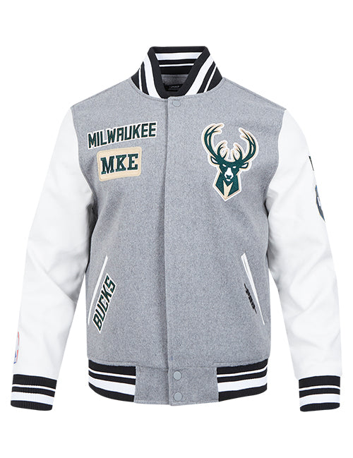 Pro Standard Area Code Milwaukee Bucks Wool Varsity Jacket-front