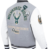 Pro Standard Area Code Milwaukee Bucks Wool Varsity Jacket-angled back