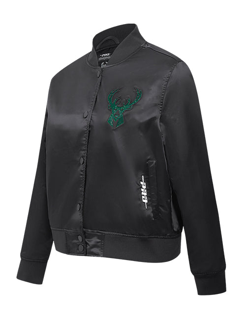 Women's Pro Standard Jewels Milwaukee Bucks Satin Jacket-angled front