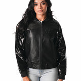 Women's The Wild Collective Faux Leather Sequin Milwaukee Bucks Jacket-front