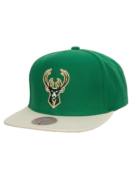 Mitchell & Ness Two-Tone Team Milwaukee Bucks Snapback Hat-front