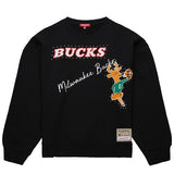 Women's Mitchell & Ness HWC '68 Studded Milwaukee Bucks Crewneck Sweatshirt-front