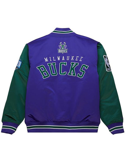 Mitchell & Ness Milwaukee Bucks HWC '93 Primetime Satin Jacket-back