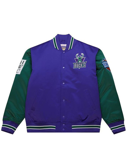 Mitchell & Ness Milwaukee Bucks HWC '93 Primetime Satin Jacket-front