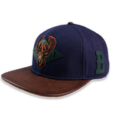 Pro Standard Alumni Dark Blue Milwaukee Bucks Snapback Hat-LEFT