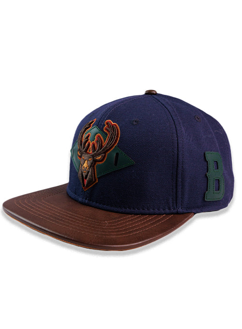 Pro Standard Alumni Dark Blue Milwaukee Bucks Snapback Hat-LEFT