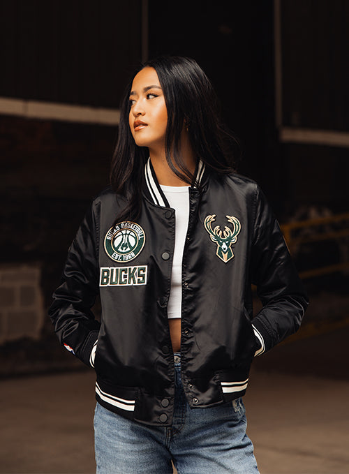 Women's Pro Standard Milwaukee Bucks Retro Classic Satin Jacket-front